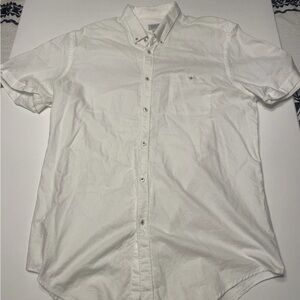 Zara Men's Crisp White Casual Button-Down Shirt